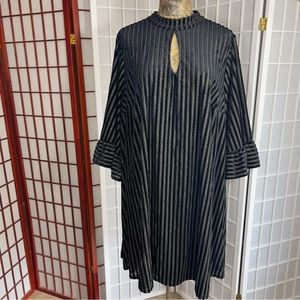 Modcloth Fab Feedback Mock Neck Metallic Chevron Dress Size 3X Black